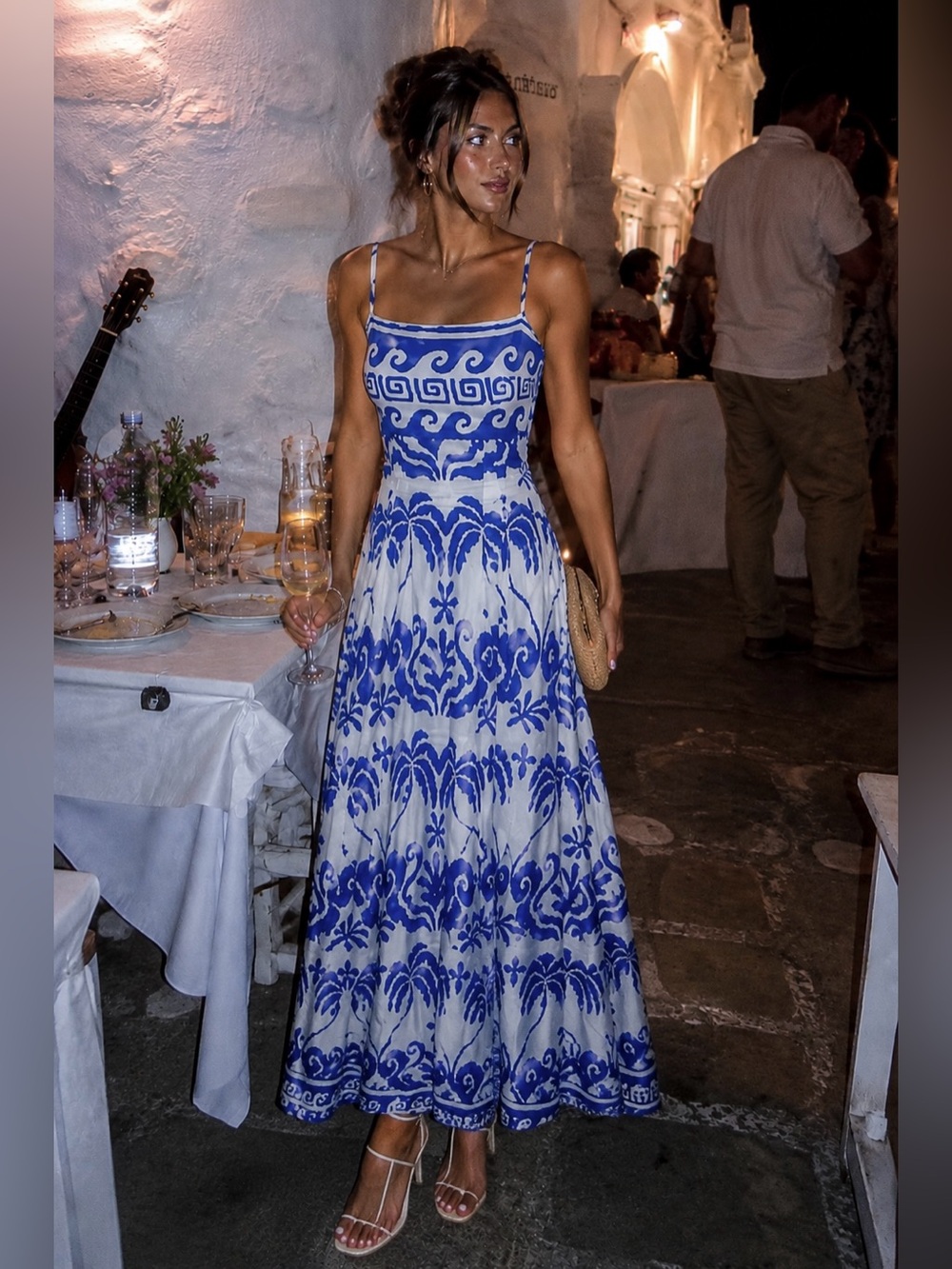 ▪️Beach Riot Rianne Mediterranean Print Maxi Dress Greece Vacation Resort Dress - Picture 1 of 10